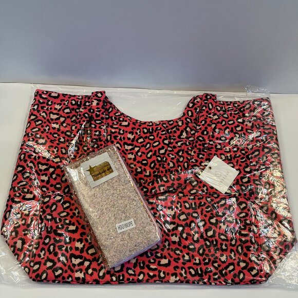 Pink Leopard Print Tote Bag - XL- Overnight Bag - NWT - Picture 5 of 8